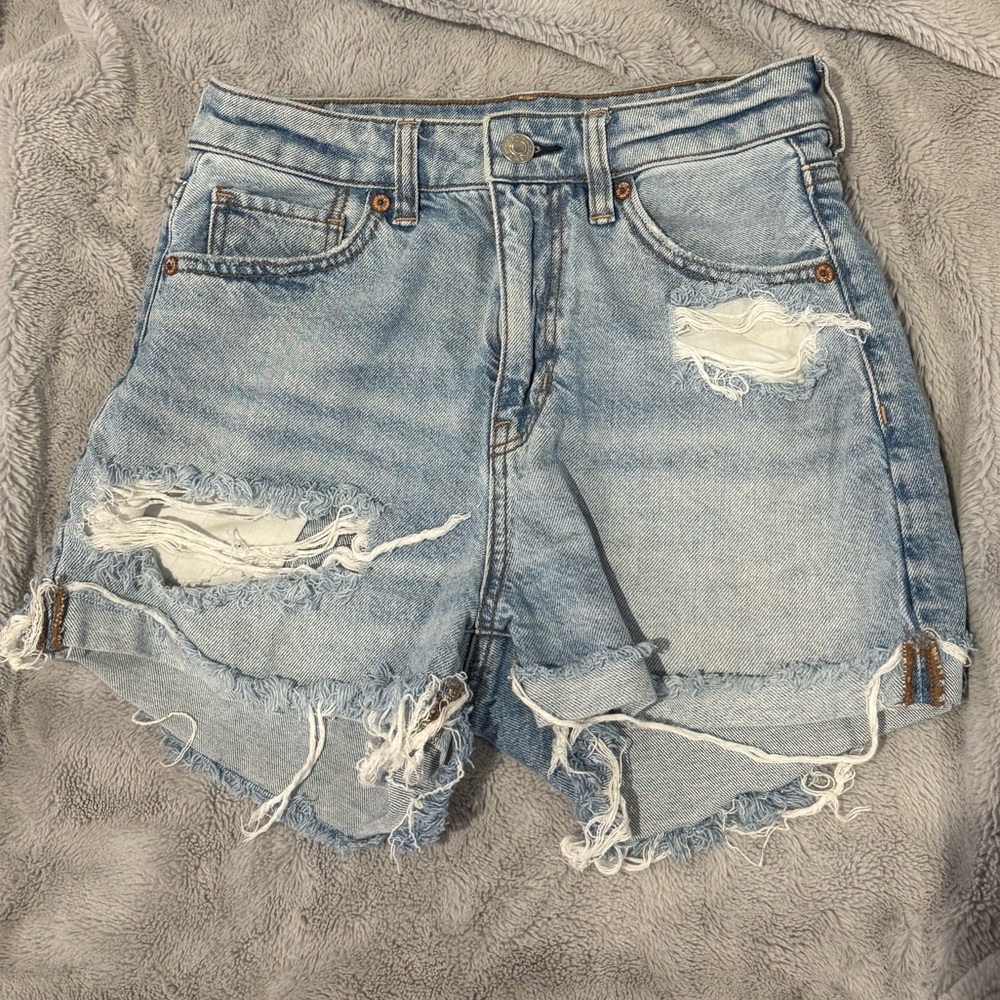 American Eagle Outfitters Strigid Ripped Mom Shorts
